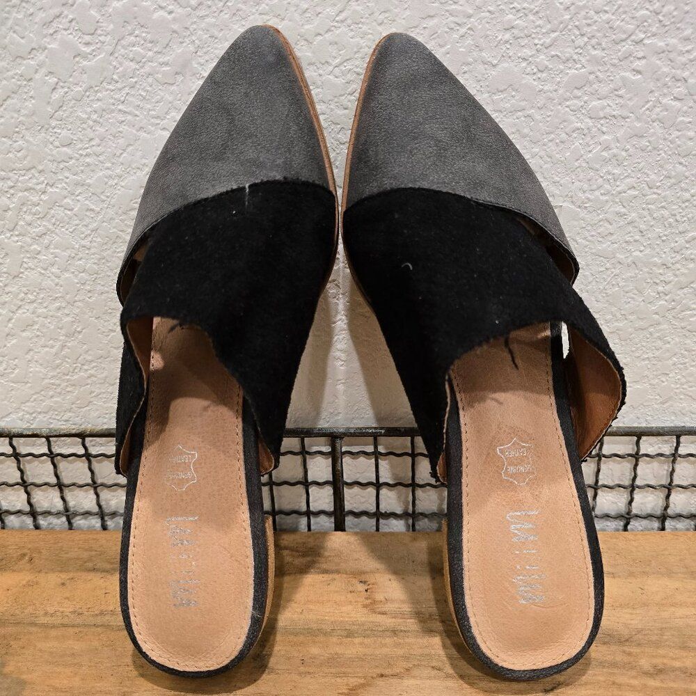 Anthropologie MiiM Pointed Mules Slides Sz 7.5